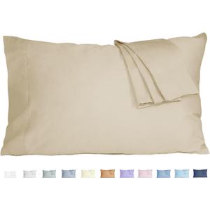 Pillow Cases, King Size Cotton Percale Weave Pillowcases, Pre-Shrunk Breathable and Hypoallergenic Pillowcases, Set of 2 (2 Piece King 20 Inch x 40 Inch, Sandshell)