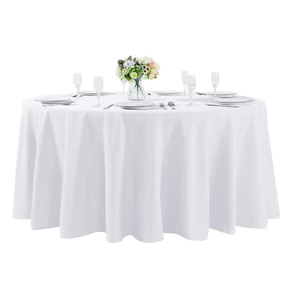 Cupuamon 120 inch Round Tablecloth Washable Polyester Table Cloth Decorative Table Cover for Wedding Party Dining Banquet (120 inch,White)