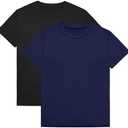VOGRYE 2 Pack Boys Shirts Short Sleeve Shirts for Boys Cotton T-Shirts Kids Toddler Tshirts Tees Clothes Summer Tops M