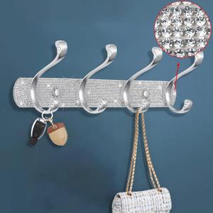 BlackFish Coat Rack Wall Mount,Rhinestone Type Wall Mounted Coat Rack - 4 Hooks,Purse Hanger,Coat Hanger Wall Mount,Wall Coat Rack for Bathroom Kitchen Entryway (1 Pcs)