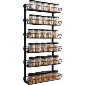 SWOMMOLY Adjustable Wall Mount Spice Rack, 6-Tier Dual-use (Multi-use) Organizer, Black