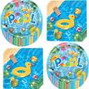 100Pcs Pool Party Supplies Summer Beach Party Set 7"Summer Pool Plates Pool Napkins for Beach Pool Theme luau Beach Summer Pool Birthday Party Decorations|Serve 50 (Pool)