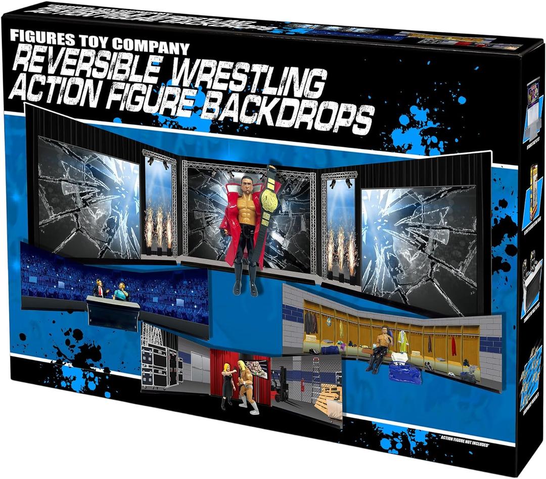Reversible Wrestling Action Figure Backdrop Dioramas For WWE & AEW Wrestling Action Figures