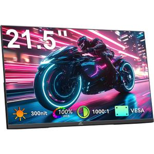 Kenowa 21.5" Large Portable Monitor FHD 1080P IPS 75Hz Frameless USB C HDMI Portable Gaming Monitor, Built in Speakers Stand Travel Second Monitor for Laptop Phone PC Xbox