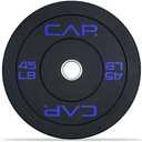 CAP Barbell 45Lb Rubber Olympic Bumper Plate Blue Logo, Black (Pair of 2)