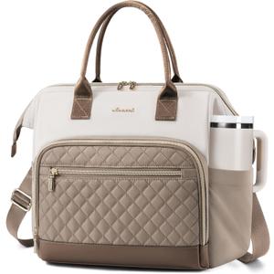 LOVEVOOK Lunch Bag Women, Insulated Adult Lunch Box for Women Work, Wide Opening Leakproof Cooler Tote Bag for Office Campus Picnic Beach with Shoulder Strap, Loncheras Para Mujer with Cup Holder