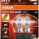 OSRAM NIGHT BREAKER 220, H11, 220% Brighter Halogen Headlight Lamp, 64211NB220-2HB, Folding Box (2 Lamps)