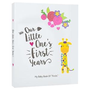 Ronica First Year Baby Memory Book & Baby Journal - Modern Baby Shower Gift & Keepsake for New Parents to Record Photos & milestones - Five Year Scrapbook & Picture Album for boy & Girl Babies (Giraffe Unisex)