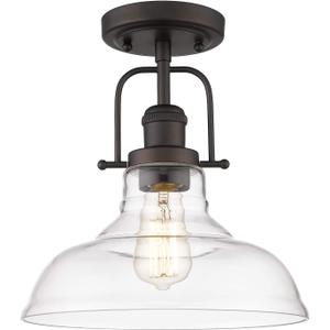 FEMILA Semi Flush Mount Ceiling Light, Farmhouse Close to Ceilight Lighting Fixture, Oil Rubbed Bronze Finish, Clear Glass Pendant Lamp Shade,4FY09-F ORB