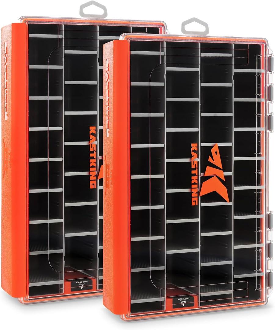 KastKing HyperSeal Waterproof Tackle Box, 3700 Deep Tackle Trays, Fishing Tackle Box Organizer With Removable Dividers, Fishing Gear & Fishing Accessories Storage
