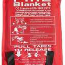 Emergency Fire Blanket for Kitchen, Home, Car, Grilling, Bonfire, 39x39 inches, Fiberglass Fabric with Pull Tapes, Fire Suppresion, Reusable, Fire Extinguisher Blanket, Heat Resistant