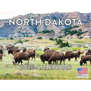 North Dakota Calendar 2026 Wall 12 Month Monthly ND Scenic Souvenirs Themed Gifts | American Made In The USA