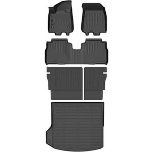All Weather Floor Mats & Cargo Liner for Chevy Equinox EV 2024 2025 2026 with Backrest Custom Fit Full Set Accessories - Black