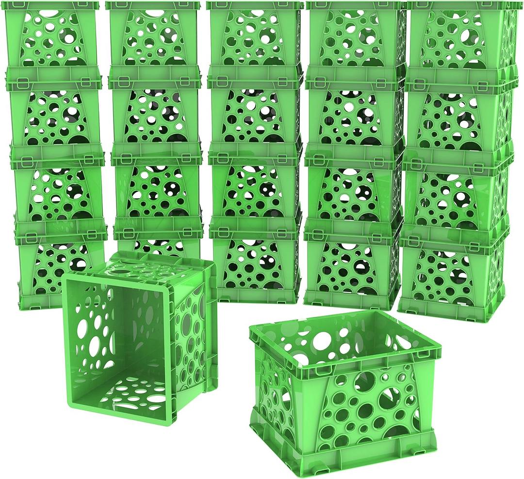 Storex Micro Crate, 6.75 x 5.8 x 4.8 Inches, Green, 18-Pack (63104U18C)