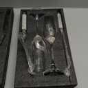 Sratte 4 Pcs Wedding Cake Knife and Champagne Flutes Server Set, Toasting Crystal Rhinestone Champagne Flutes Glasses Cake Knife Pie Server Wedding Gifts for Couple Bride Groom (Silver)