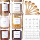 CZSZYGHBAO 6 Pack Glass Jars with Bamboo Lid and Spoons - 17Oz/27Oz Borosilicate Glass Jars with 132 Pantry Labels - for Coffee Beans, Tea, Sugar & More