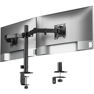 monTEK Heavy Duty Dual Monitor Stand for 1732" Monitors, Stable Desk Mount with 22 lbs per Arm, Fully Adjustable Articulating Monitor Arm with Clamp & Grommet Base, VESA 75x75/100x100