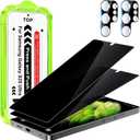 Esanik [2+2 Pack Privacy Screen Protector for Samsung Galaxy S25 Ultra 6.9'' Anti Spy PET Film(NOT Glass) with Easy Installation Frame + Camera Lens Protector Fingerprint ID Compatible