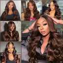 #4 Bundles Chocolate Brown Body Wave Bundles Human Hair 18 20 22 Inch Unprocessed Dark Brown Body Wave Bundle Hair Extensions 50 Gram Per Bundle