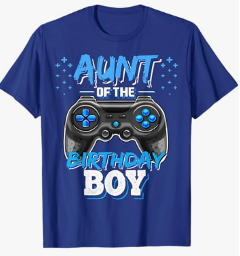 Aunt of the Birthday Boy Matching Family Video Game Party T-Shirt