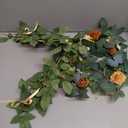 Ling's Moment 5FT Beige Brown Artificial Flower Garland Fake Rose Eucalyptus Garland Arch Flowers Vine for Wedding Party Backdrop Home Table Centerpieces Decorations