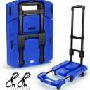 Folding Hand Truck 500lbs, Portable Heavy Duty Dolly Cart, 6 Wheels Collapsible Luggage Cart with 2 Elastic Ropes - Compact Trolley Cart for Easy Moving - Ideal Hand Cart for Travel and More (17, Blue)