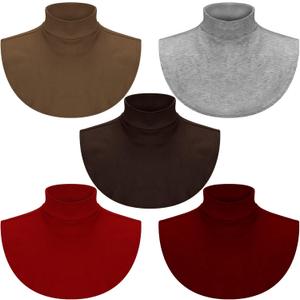 SATINIOR 5 Pieces Fake Turtleneck Dickey Collar Half Top Mock Blouse Neck Warm Faux Detachable Collar for Women (Bright Color)