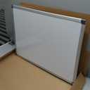 VUSIGN Linen Bulletin Board, 30'' x 20'' Large White Cork Board Decorations, Wall Mounted White Framed Cork Boards, Fabric Pin Boards for Walls with 10 Pushpins for Home, School, Office