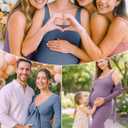 2 PCS Maternity Dress Short Cardigan Bodycon Maxi Formal Dresses Baby Shower Spring Summer for Women (Blue, M)