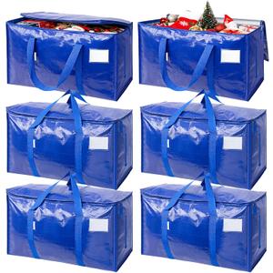 TICONN 6 Pack Extra Large Moving Bags with Zippers & Carrying Handles, Heavy-Duty Storage Tote Moving Boxes for Space Saving (Blue)