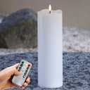 4" x12" Outdoor Flameless Candles Waterproof, Large Battery Operated Candles with Remote, Plastic Flickering Fake Pillar Candles for Garden Patio Porch Home Party, White 1Pack