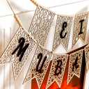 Menkxi 2 Pcs Eid Mubarak Banner Decorations Wooden Ramadan Eid Decoration for Home Rustic Ramadan Mubarak Garland Hanging Supplies for Mantel Fireplace Muslim Home Indoor Outdoor Party(Natural, Black)