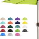 JEAREY 9ft Half Umbrella Outdoor Patio Umbrella Market Umbrella with Crank, 1/2 Round Wall Umbrella 5 Sturdy Ribs UV Protection for Pool Garden Balcony Deck, Apple Green