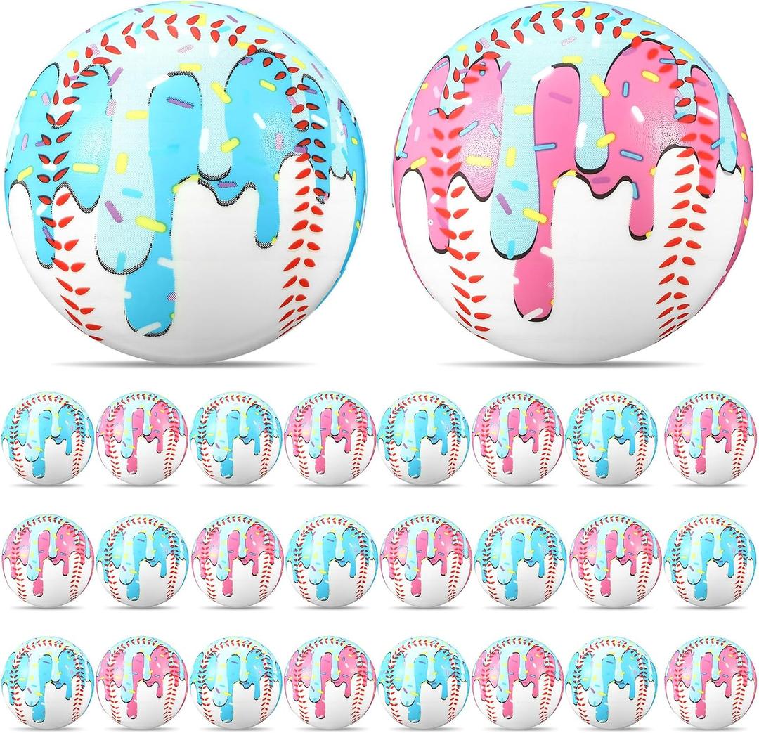 Seenelling 12 Pcs Baseball Ice Cream Drip Stress Balls 2 Colors 2.36 Inch Ice Cream Drip Stress PU Soft Foam Balls Baseball Party Gifts for Party Decorations Birthday Supplies