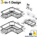 YASONIC Shower Caddy Corner, 3-Pack Adhesive Rustproof Stainless Steel Shower Shelves with Soap Holder, No Drilling Shower Organizer Corner for Dorm, Renters Bathroom, Black