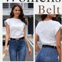 Bbonlinedress Womens Waist Belts for Jeans Pants Dresses Fashion Ladies Leather Belts with Gold Buckle (S)