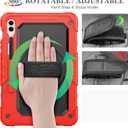 SEYMAC stock Case for Samsung Galaxy Tab S10 Plus/ S9 FE Plus/ S9 Plus 5G Tablet 12.4'' Case with Screen Protector Pencil Holder [360 Rotating Hand Strap] & Stand, Drop-Proof, Red