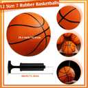 Jexine Basketball Bulk, 12 Pcs 29. 5" Official Size 7 Rubber Basketball with Air Pump for Adult Youth Outdoor Indoor Training Swimming Pool Training Game, Orange