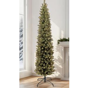 Annecy 7ft Pre-Lit Fir Pencil Christmas Tree, Green Classic Artificial Slim Skinny Christmas Tree for Home, Office, Party Decoration w/500 Tips, 220 Warm White Lights, Metal Hinges & Base, Green 7 ft Annecy 7ft Pre-Lit Fir Pencil Christmas Tree, Green Classic Artificial Slim Skinny Christmas Tree for Home, Office, Party Decoration w/500 Tips, 220 Warm White Lights, Metal Hinges & Base, Green 7 ft