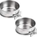 2pcs Parrot Feeding Cups Birds Food Dish Stainless Steel Parrot Feeders Water Cage Bowls with Clamp Holder for Cockatiel Parakeet Parrot Macaw Small Animal