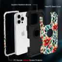 TEECOVER for iPhone 16 Pro Case, Heavy-Duty Shockproof Full Protection Hard Plastic Bumper + Soft Silicone Rubber Protective Case for iPhone 16 Pro - 6.3-Inch, Red Flowers