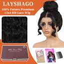 Synthetic Lace Front Wigs Pre Plucked 13x4 HD Lace Black Wigs For Black Women 26 Inch Long Wavy 100% Futura Premium Wig Ready to Wear Beginner Friendly Daily Party Use