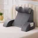 Reading Pillow for Sitting in Bed Adult, Back Pillow for Bed Sitting up, Backrest Pillow with Arms, Back Support Pillows for Gaming Lounging Watching TV, Large 21" Grey