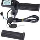 Full Twist Throttle, 8 Pin EBike Throttle 36V/48/60V Universal with 3 Speed Adjustment, LCD Speed Display, Key Switch, Electric Scooter Twist Grip for E-Bike, Motorcycle, One Size