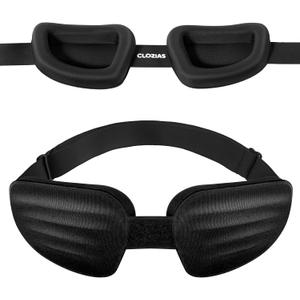CLOZIA Sleep Mask for Men Women, Adjustable Hydrating Dry Eye Mask, 100% Blocking Eye Masks for Sleep, Soft Comfortable for Travel & Shift Work, Black