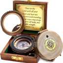 Trust in The Lord With All Your Heart - Proverbs 3:5-6 Quote Engraved Compass With Wooden Box, Greeting Card, Gift Compass, Graduation Day Gifts 2024 for Women Men Boys Girls
