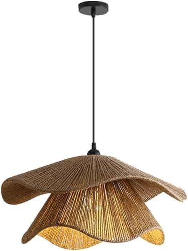 Handmade Rattan Farmhouse Chandelier Boho Pendant Light Fixture for Kitchen Dining and Living Room(Diameter 60cm/23.6 inches)(Diameter 40cm/15.7 inches)