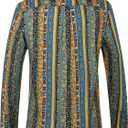 SSLR Shirt, Men's Sunshine Plaid Shirt, Long Sleeve, Button Down, Casual, Beach, Summer, Size (Medium, Blue Yellow)