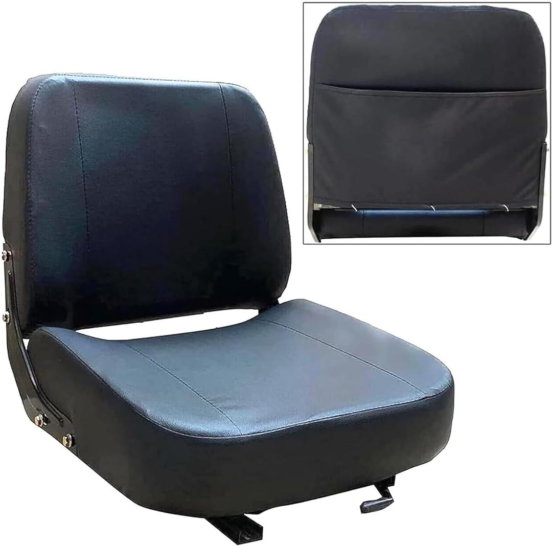 Universal Forklift Seat Tractor Seat with Adjustable Slide Track and Tool Bag, For Excavator Skid Loader Backhoe Dozer Telehandler (50x45x40cm/19.68x17.72x15.75inch)