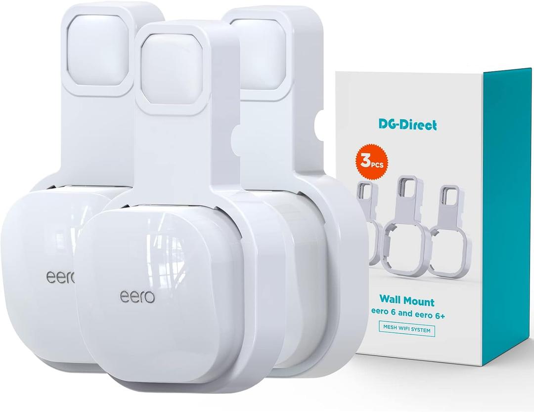 DG-Direct Wall Mount Holder Only for eero 6 Router Mesh Wi-Fi System, No Messy Wires, Stand Bracket for eero 6 Extender Space-Saving White 3 Pcs